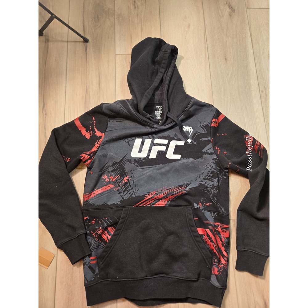 Venum UFC Authentic Fight Week 2.0 Men's Pullover Hoodie Black Red Size M
